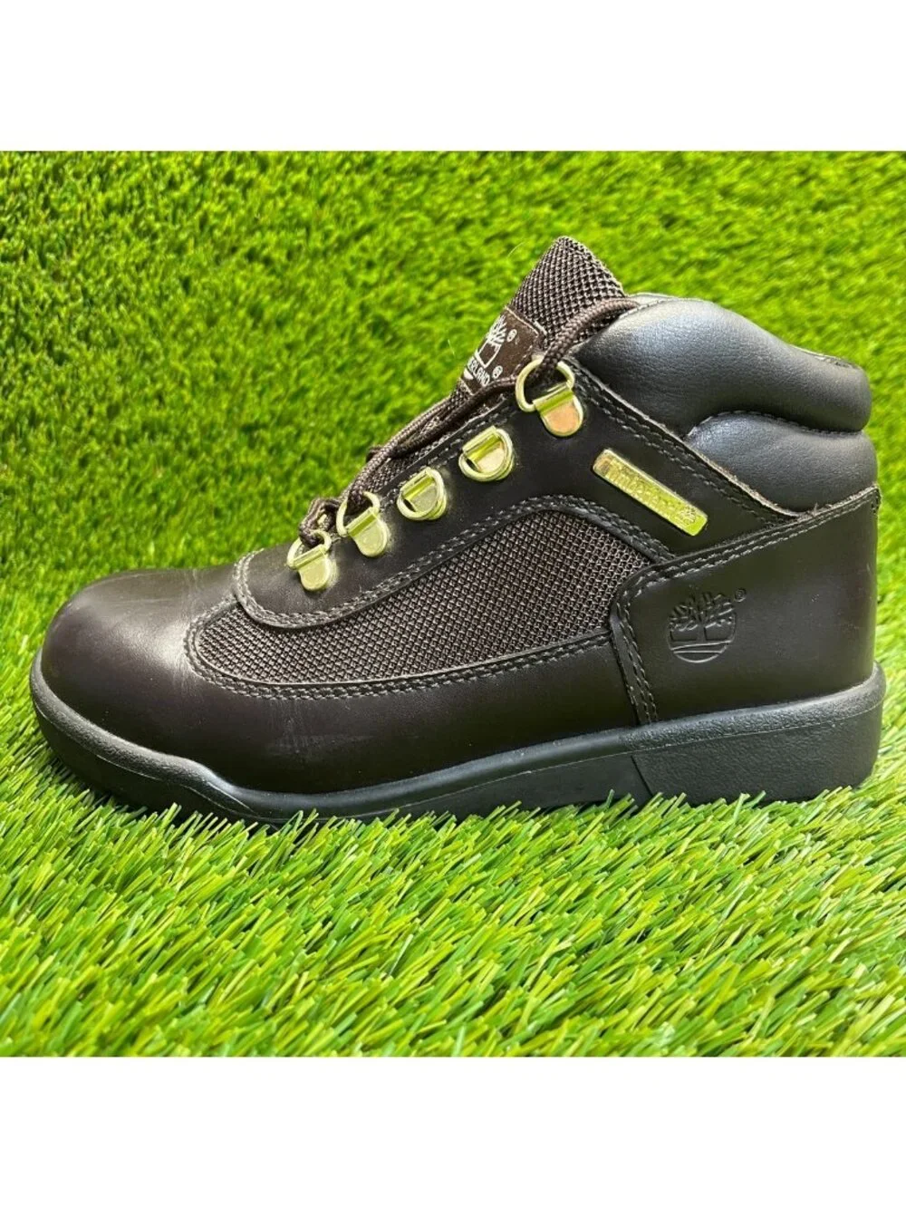 Timberland Field Boys Size 4.5Y Brown Outdoor Waterproof Leather Lace Up Boots
